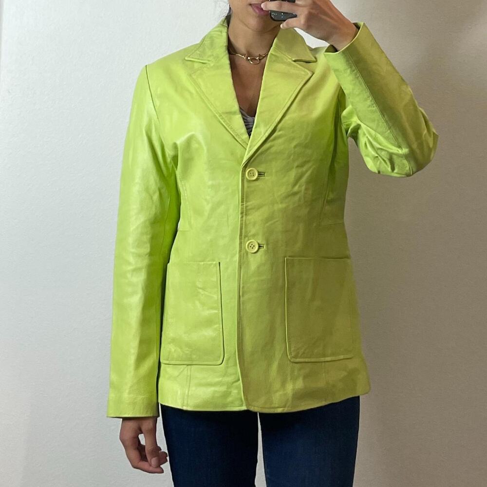 Vintage Bright Green Leather Jacket